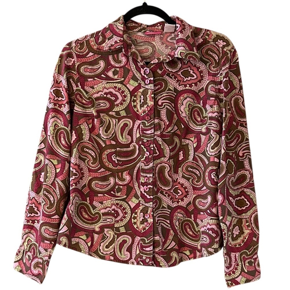 Pappagallo Pink and Brown Paisley Blouse